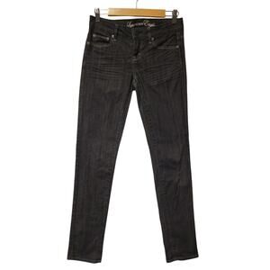 American Eagle Low Rise Black Jeans Skinny Grunge Goth Utility Minimalist Size 2